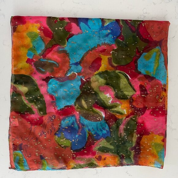 Berkshire Colorful Abstract Print 100% Polyester Scarf Made in India Multi Color - Picture 7 of 10